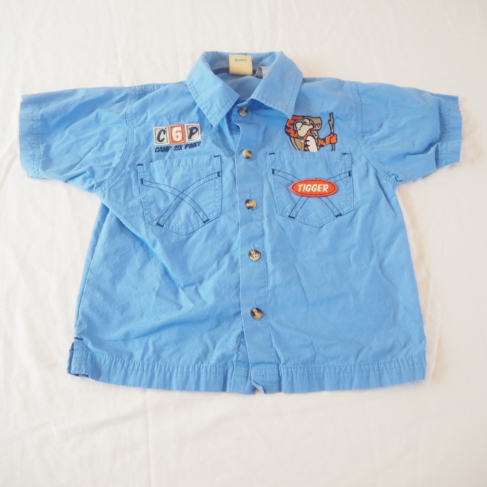 Vintage Disney Tigger Camp Shirt Toddler 3T Winnie the Pooh Button Down Main‎ St